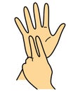 Hand gesture, hand sign, number 7, both hands, jpeg illustration